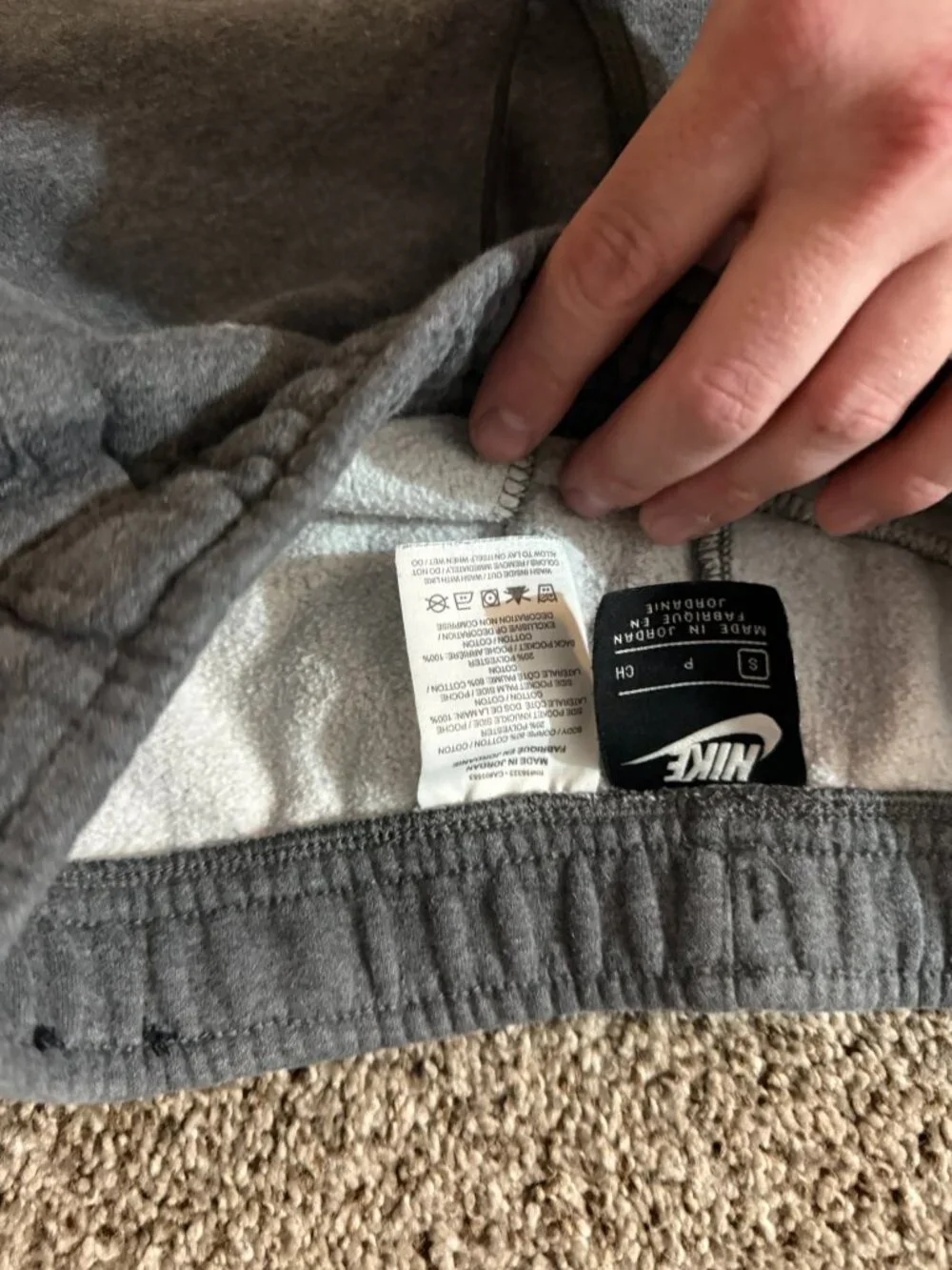 Nike Grey Sweat Shorts Large Black Swoosh Size S